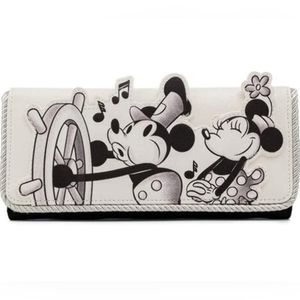 Loungefly Disney Mickey Mouse Steamboat Willie Music Cruise Flap Wallet - NWT